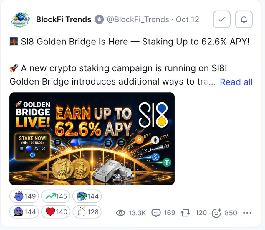 CoinMarketCap Community post about a staking campaign