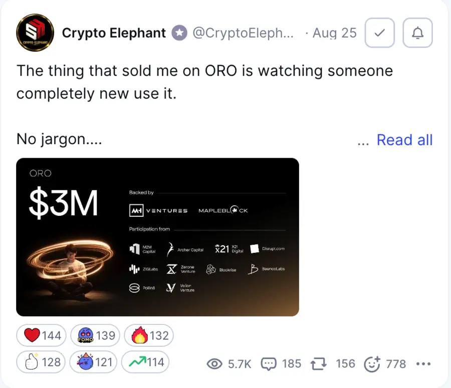 CoinMarketCap Community post about a token backed by venture investors