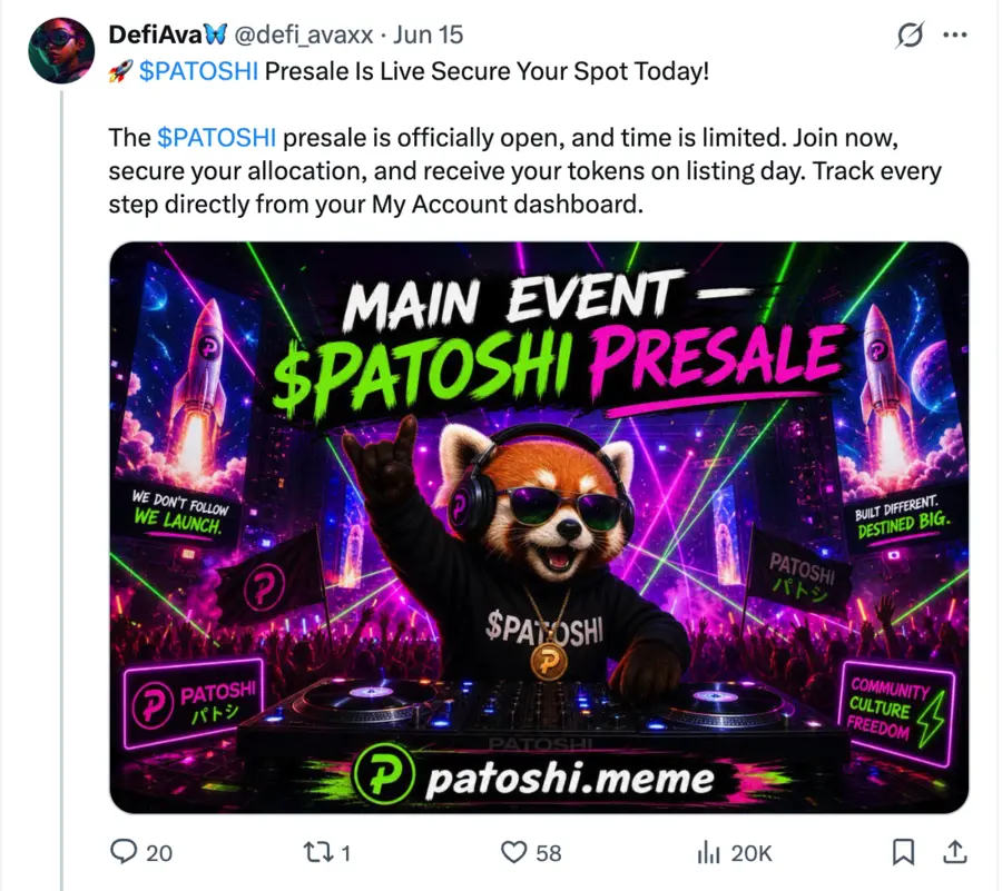 X post about a meme token presale