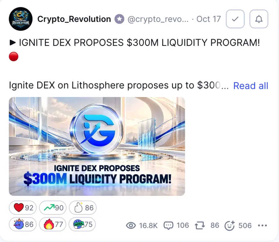 CoinMarketCap Community post about a DEX liquidity program